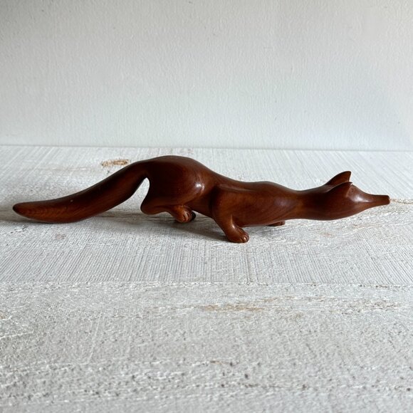 Vintage Swedish Style Hand Carved Wooden Folk Art Fox - Picture 2 of 9